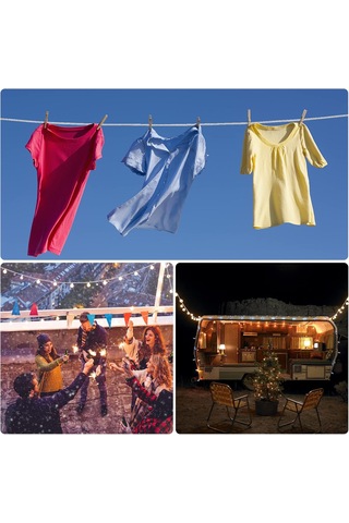 Adet Çamaşır İpi 10ft/3m Taşınabilir Rüzgar Geçirmez Çamaşır İpi Leke Tutmaz Diğer