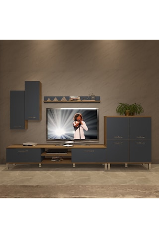 Decoraktiv Eko 6 Mdf Dvd Krom Ayaklı Tv Ünitesi Tv Sehpası Pera - Antrasit