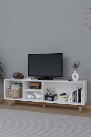 Bohem Serisi Natura Mat Beyaz Tv Ünitesi Beyaz