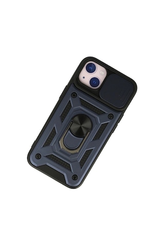 Apple iPhone Uyumlu- 13 Kılıf Pars Lens Yüzüklü Silikon - Lacivert