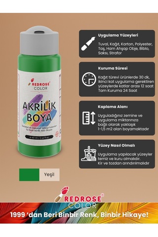 Red Rose Yeşil Akrilik Boya 60 ML