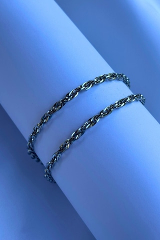 El İşçiliği Paslanmaz Çelik Zincir Erkek Kolye Gümüş