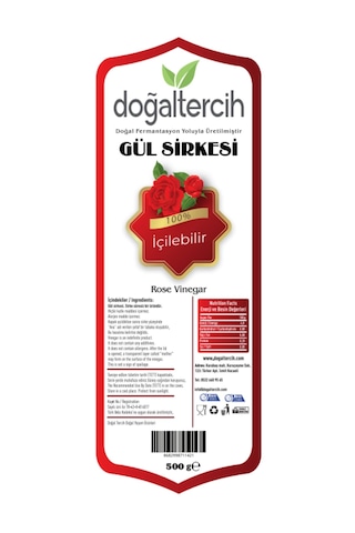 Doğaltercih İçilebilir Doğal Fermantasyon Gül Sirkesi 500 Ml