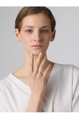 Lepta 925 Ayar Gümüş 585 Ayar Altın Kaplamalı Yüzük 195745811 Gri