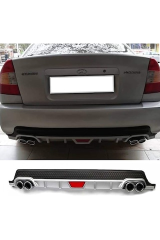 Hyundai Accent Era Uyumlu Gri Difüzör Difizör Yuvarlak Egzoz Görünüm Kulaklı Tip