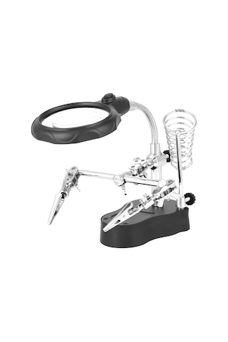 Lemestar Led Işık Ve Büyüteçli Tamir Yardımcı Klembi - Çalışma Masası Pil Yok - Te-801