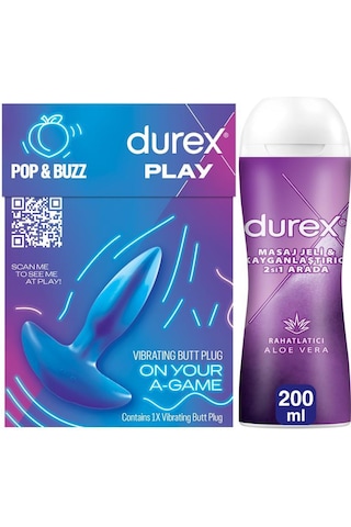 Durex Titreşimli Anal Plug Tıkaç + Durex 2si1 Arada Aloe Vera Kayganlaştırıcı Ve Masaj Jeli 200 ML