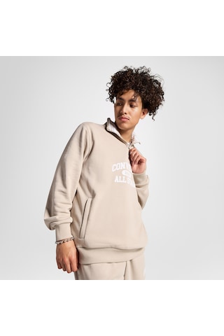 Converse Classic Sport Yarım Fermuarlı Erkek Bej Sweatshirtdüz10026710