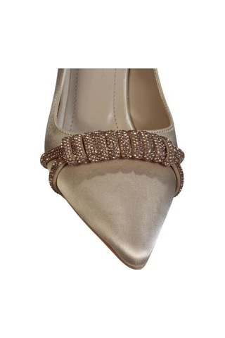 Yazkış Kadın Siyah Krem Saten Üzeri Taşlı 6cm Kadeh Topuk Sivri Burun Düğün Nişan Abiye Steltto Ayak 001