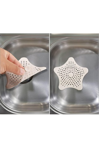Mainshop Yıldız Şeklinde Vantuzlu Lavabo Ve Küvet Tıkacı Süzgeç Beyaz Renk 1 Adet M-114 Beyaz