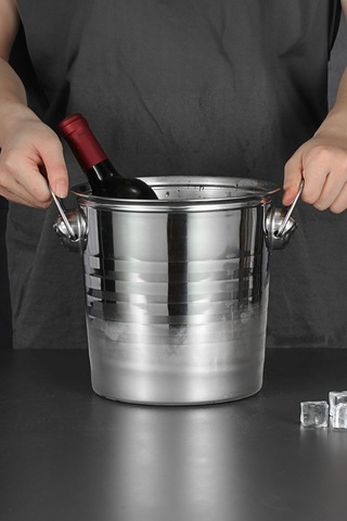 Çelik Şampanya Kovası 9,5 L Tek Cidarlı Kulplu Buz Kovası Buzluk Cin923 Diğer