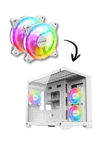 Nova Bilgisayar Kasası İle Uyumlu 2-4 Adet 12cm Rgb Fan Nova Fanı 120mm Fan 2'li Beyaz