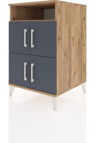 Kronos Komodin 2 Raflı 4 Kapaklı 60x59x96 Çam-antrasit Atlas Çam
