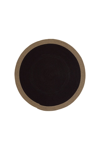 Cool Halı Luke 873 Siyah Yuvarlak Halı Bohem Örgü Hasır Kilim Dekoratif Mutfak Balkon Banyo Halısı