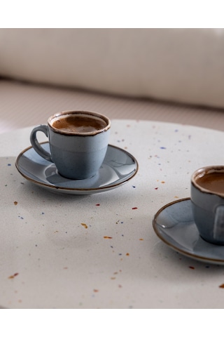 Madame Coco Pacis 2 Kişilik 4 Parça Kahve Fincan Seti - Mavi - 90 Ml 8684427348765 Çok Renkli