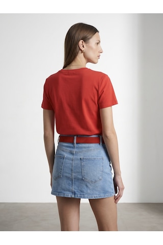 Dilvin 32779 Bisiklet Yaka T-shirt-kırmızı