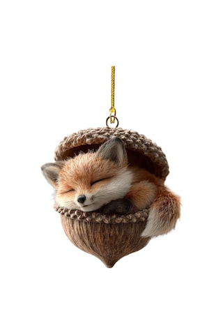 Xindoker Orman Hayvanı Fıstık Açık Figürü - 2d Akrilik Ev Dekorasyonu - Kışlık/noel Aksesuarı Tilki Desenli, Tek Adet