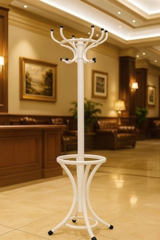 Lüks Beyaz Portmanto Askılık Paslanmaz Metal Boyalı Üreticiden 100 Kg Kapasite Beyaz