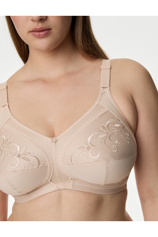 Marks & Spencer İşleme Detaylı Toparlayıcı Pamuklu Sütyen T33008020 Bej