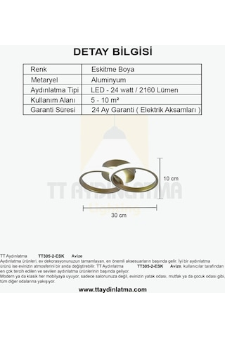 Tt305-2-Esk Tt Aydınlatma Eskitme Boyalı 2 Li Led Avize