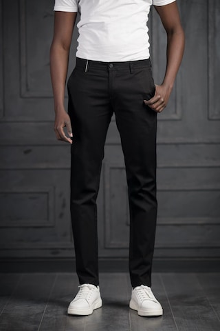 Perpant Slimfit Küçük Armürlü Yazlık Pamuklu Gabardin Pantolon Siyah