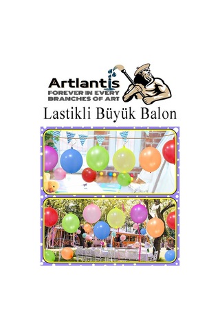 Lastikli Balon Zıpzıp 20 Adet İpli Balon Lateks Büyük Balon Punch Panç Renkli Balon Çok Renkli