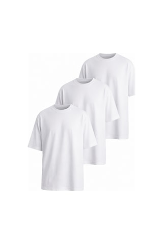 Monox Oversize Unisex 3'lü T-shirt Pamuk Rahat Kesim Beyaz