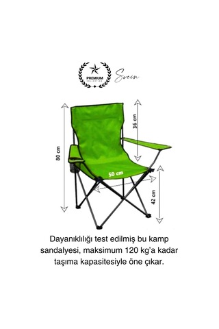 120 Kg Kapasiteli Su Geçirmez Kolay Silinebilir Katlanabilen Çantalı Askılı Kamp Piknik Sandalyesi Yeşil