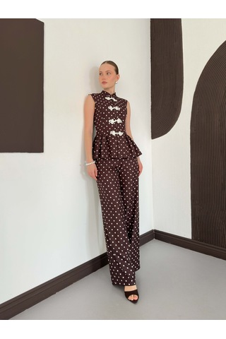 Verymoda Puantiyeli Pantolon D3075 Kahve