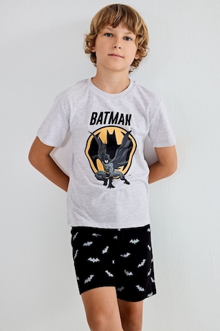 Defacto Batman Lisanslı Regular Fıt 2li Pijama Gri Melanj Takımı Erkek Çocuk H8144a826hsgr400 Gri-gr400