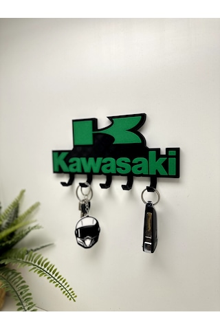 3d Baskı Dekoratif Kawasakı Model Motorcu Anahtar Askılığı Siyah - Yeşil