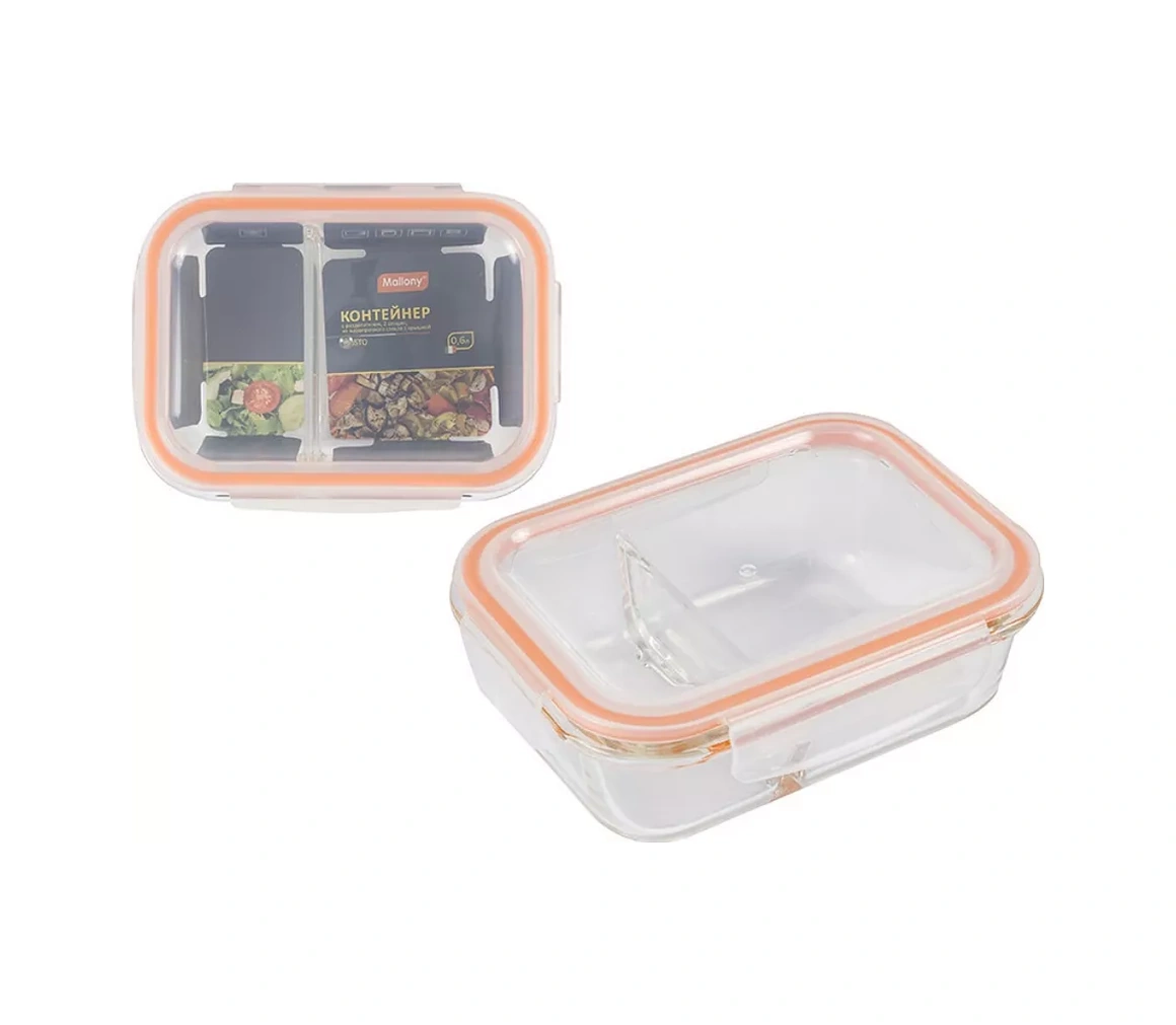 Mallony Gusto Cam Kavanoz, 2 Bölmeli, Kapaklı 600 Ml 231722895 Şeffaf Kristal