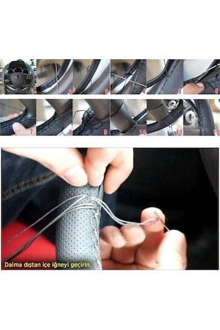 Fox D-121 Dikmeli Düz 38 Cm Siyah Direksiyon Kılıfı