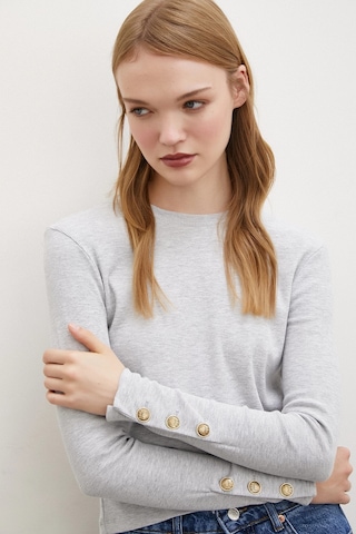 Kolu Düğmeli Bluz Gri Gri