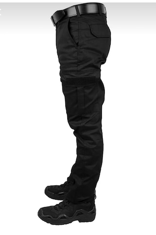 Mrmakas Erkek Kargo Pantolon Likralı Slim Fit Siyah Düz Paça