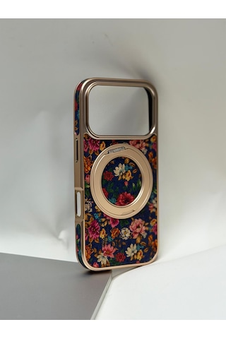 Efcase Apple iPhone Uyumlu 17 Pro Tuval Kılıf - Egzotik Lotus Desenli Sanatsal Koruyucu 07