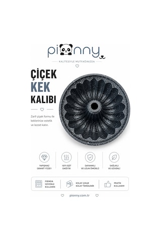 Pionny Granit Sık Dilimli Kek Kalıbı Siyah Çok Renkli