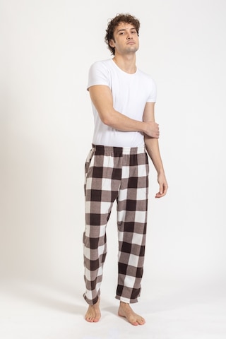 Erkek Polar Kışlık Eşofman Alt Desenli Tampap Polar Alt- 1060 Krem