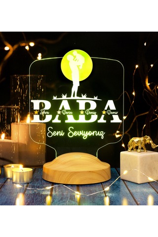 Babalar Günü Hediyesi, Babaya Hediye, Baba Ve Çocuk Led Lamba