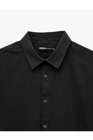 Koton Regular Fit Klasik Yaka Pamuklu Kısa Kollu Gömlek Siyah 6sam60012hw