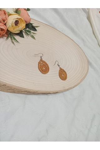 El İşi Örgü Küpe Kahverengi