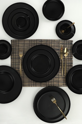 Keramika Mat Siyah Stackable Yemek Takımı 20 Parça 4 Kişilik