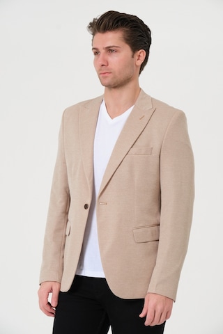 Bonesti Erkek Slim Fit Blazer Ceket Krem Kırçıllı