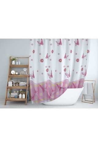 Zethome Jackline Banyo Duş Perdesi 6020 Tek Kanat 1X120X200 Pembe
