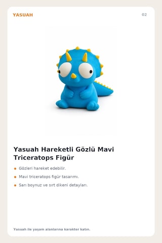 Yasuah Hareketli Gözlü Mavi Triceratops Figür