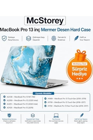 Macbook Pro 13 Mermer Desenli Kılıf A1706 A1708 A1989 A2159 A2251 A2289 A2338 M1 M2 Uyumlu İnce Hafif Sert Kapak Koruyucu Kılıf R-847