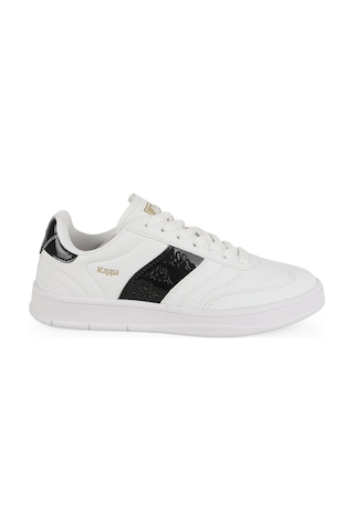 Kappa Kadın Spor Ayakkabı 1094 Beyaz-siyah Kontrast Şeritli Yan Logolu Düz Taban Bağcıklı Rahat Günlük Retro Tenis Sneaker