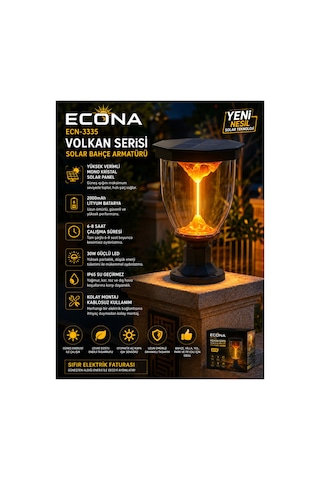 30w Volkan Solar Bahçe Lambası,güneş Enerjili Bahçe Lambası, Solar Aydınlatma, Bahçe Armatür, Dış Mekan Led Aydınlatma, Enerji Tasarruflu Lamba, Set Üstü Bahçe Lambası,