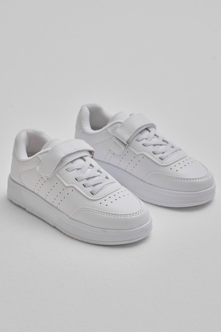 Faylon Hafif Taban Bağcıklı Çocuk Unisex Beyaz Günlük Spor Ayakkabı Tbprf010 Beyaz
