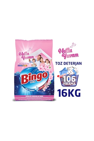 Bingo Matik Mutlu Yuvam Renkliler ve Beyazlar için Toz Çamaşır Deterjanı 2 x 8 KG